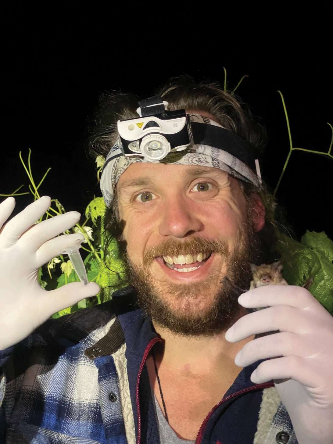 Person wearing headlamp
