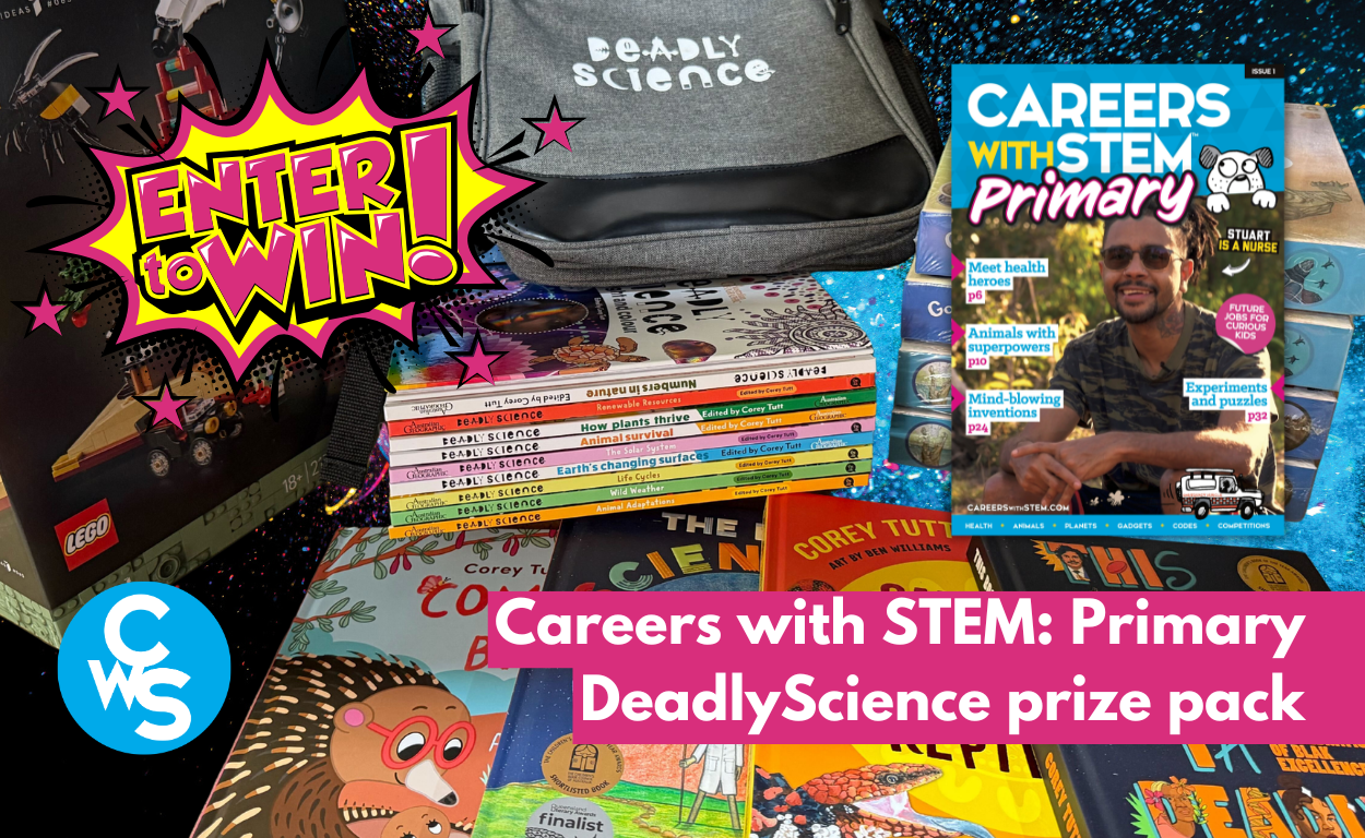 Promotional banner for Careers with STEM: Primary x DeadyScience prize pack