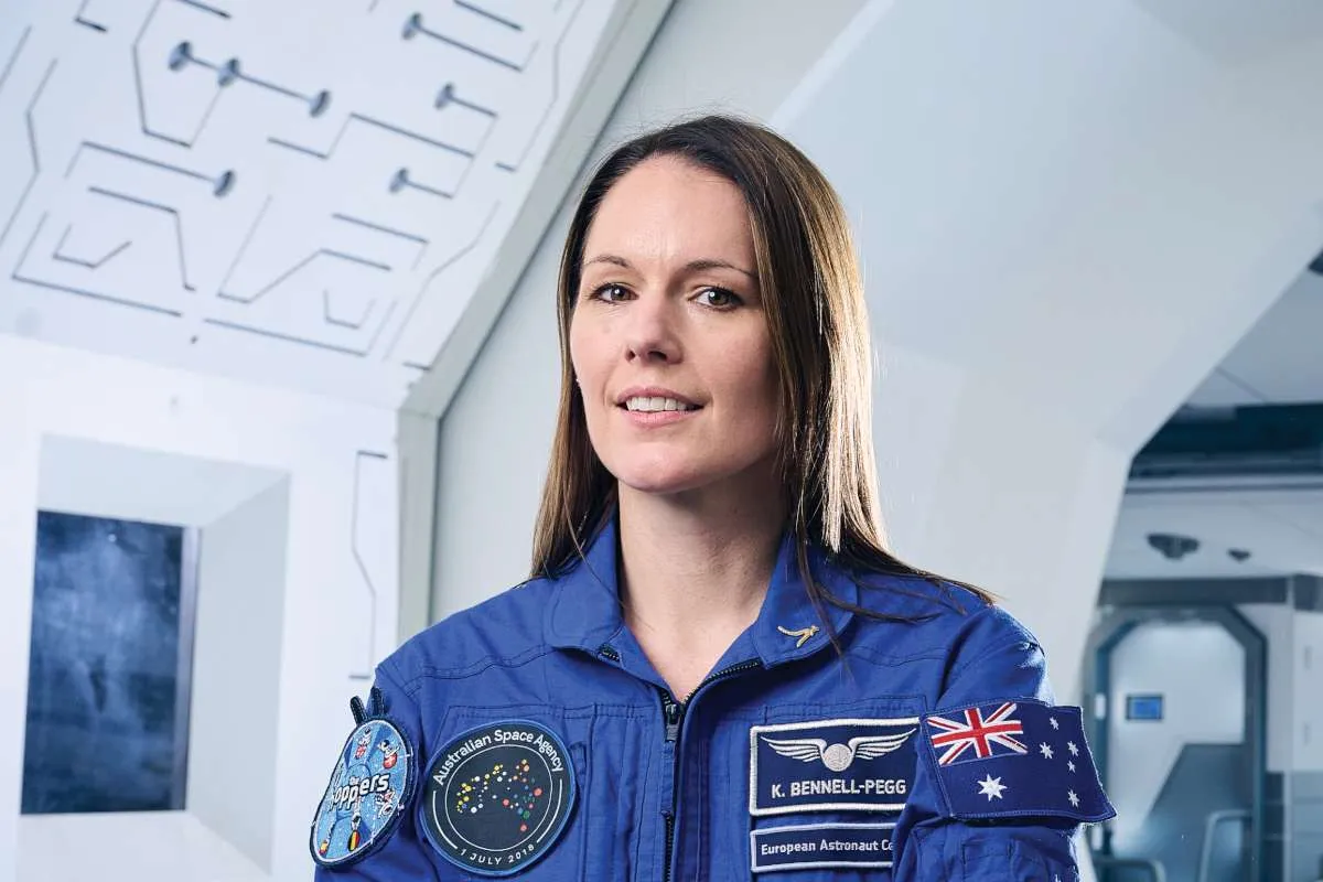 Astronaut with Australian patch on her arm